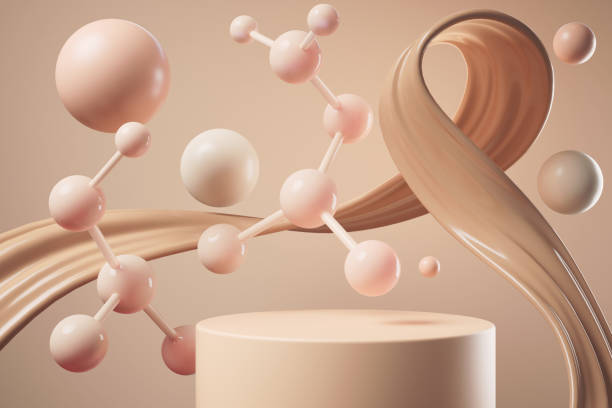 istock minimal pedestal podium display with brown foundation cream. 1871657848