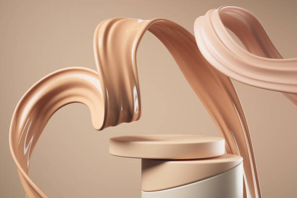 istock minimal pedestal podium display with brown foundation cream. 1871658369