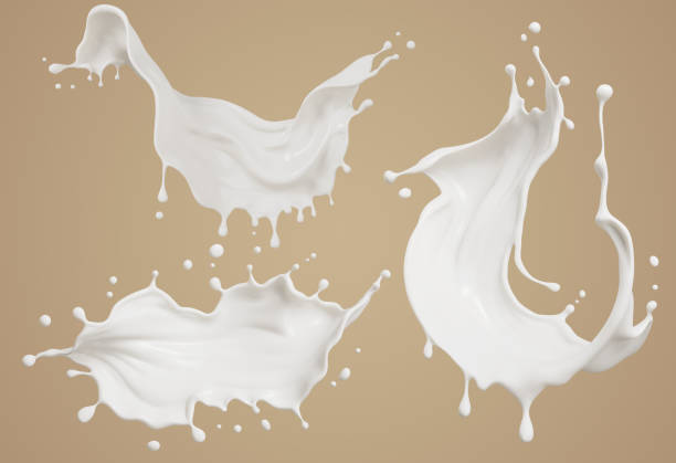 istock Milk splash isolated on brown background, yogurt or milk cream 3d illustration. 1871659521