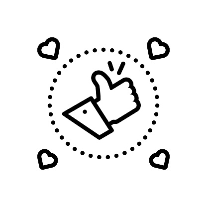 Icon for like, heart, love, follow, notification, thumb, approval, thumb up, gesture, feedback, best, goodluck, validate