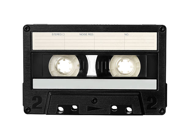 Black Audio cassette with blank label isolated