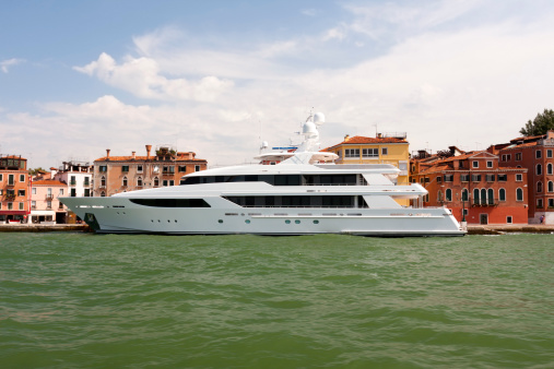 Venice, Italy - Circa September 2016: Lady S yatch boat ship