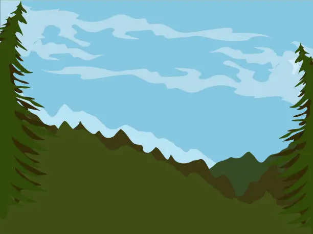 Vector illustration of Mountains panorama landscape.