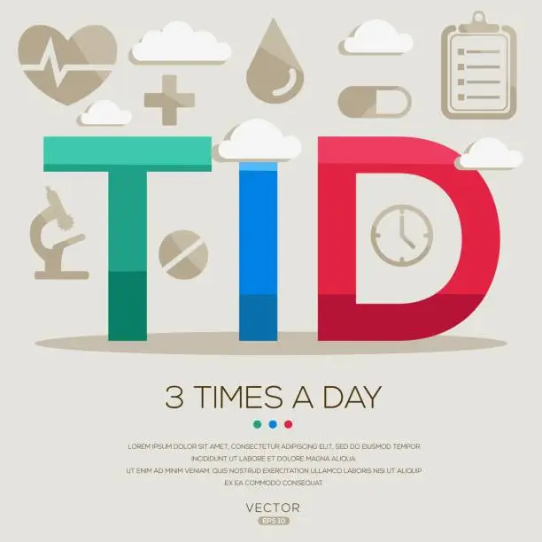 Vector illustration of TID _ 3 times a day