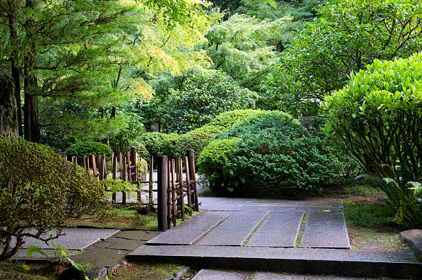 istock Stone Steps Path Fence Portland Japanese Garden 187169114