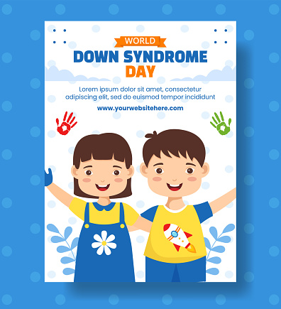 Down Syndrome Day Vertical Poster Flat Cartoon Hand Drawn Templates Background Illustration