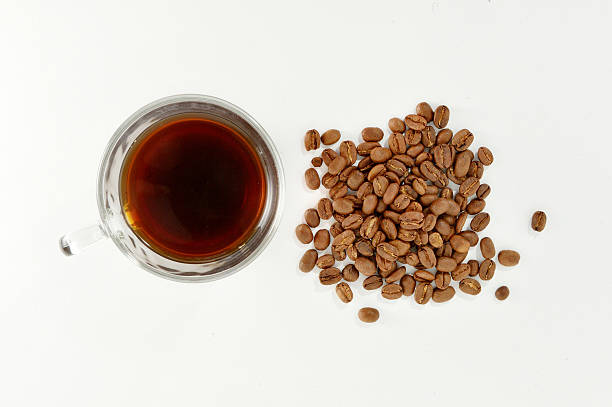 Coffee cup and saucer on white background. stock photo