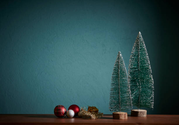 istock Christmas and new year accessory on the table and green background, cone, tree, frame. 1871742290