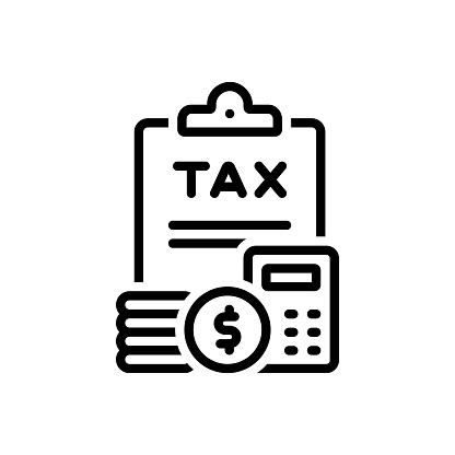 Icon for tax return, tax, coins, service, refund, taxation, financial, budget, money, monetary, accountancy, calculator