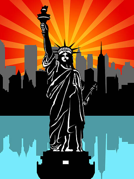 istock Statue of Liberty Black and White Illustration 187175332