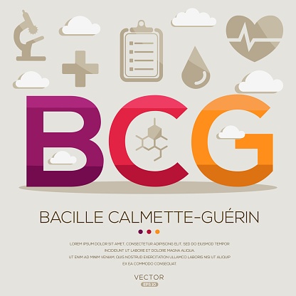 BCG _ Bacille Calmette-Guérin, letters and icons, and vector illustration.