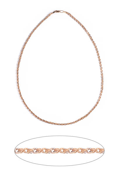 istock Silver gold macro pendant necklace with chain on white backround isolated 1871761575