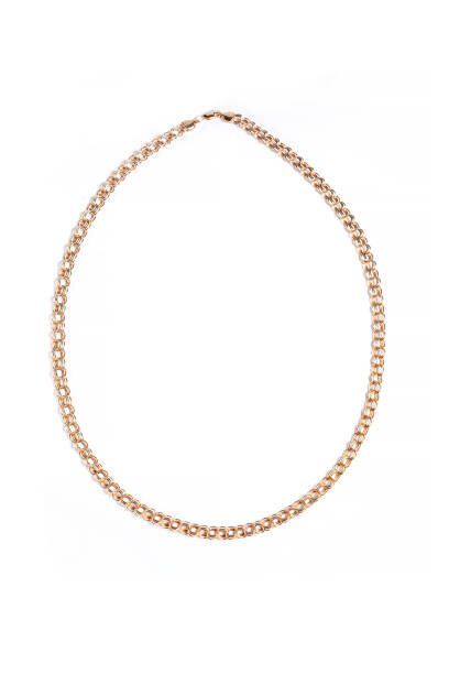 istock Silver gold macro pendant necklace with chain on white backround isolated 1871761867