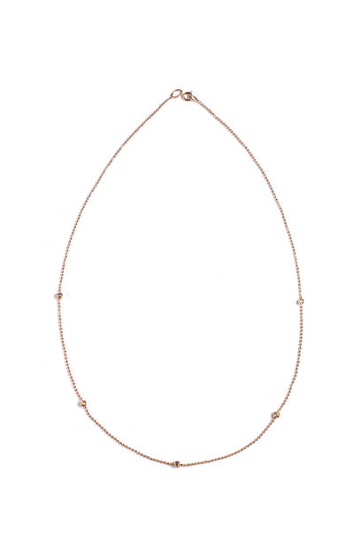 istock Silver gold macro pendant necklace with chain on white backround isolated 1871762093