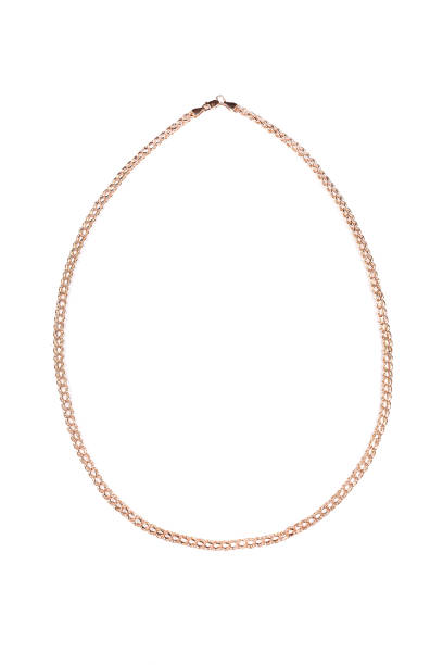 istock Silver gold macro pendant necklace with chain on white backround isolated 1871762098