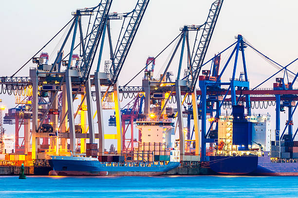 istock Cargo Terminal at Dusk in Hamburg Harbor, Germany 187180916