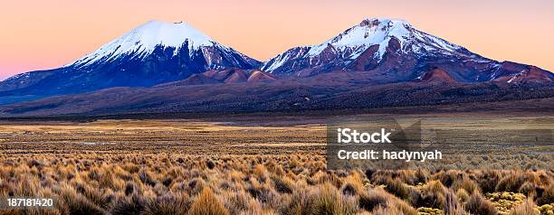 Wschód Słońca Nad Parinacota Volcano W Parque Nacional Sajama Boliwia - zdjęcia stockowe i więcej obrazów Altiplano