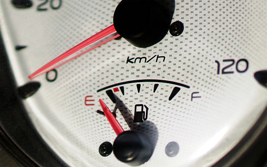 Close-up view of speedometer of a two wheeler