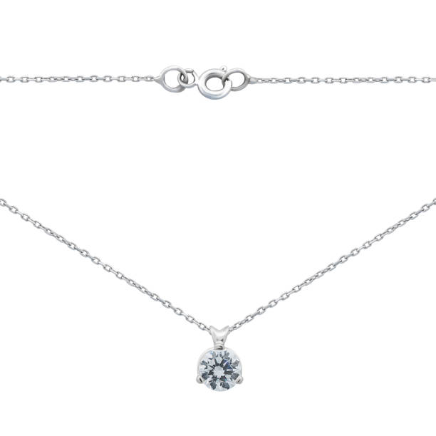 istock Silver gold pendant fragment necklace link chain on white backround isolated 1871824665