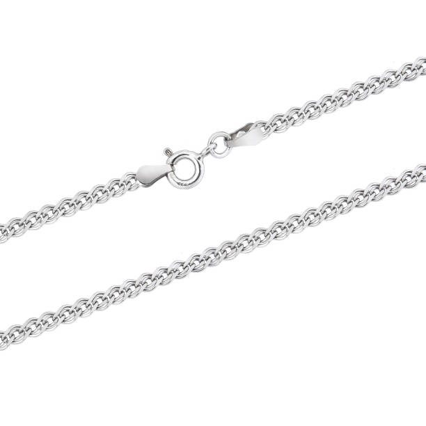 istock Silver gold pendant fragment necklace link chain on white backround isolated 1871825749