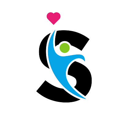 Health Care Logo On Letter S Love, Heart Symbol. Charity Logotype