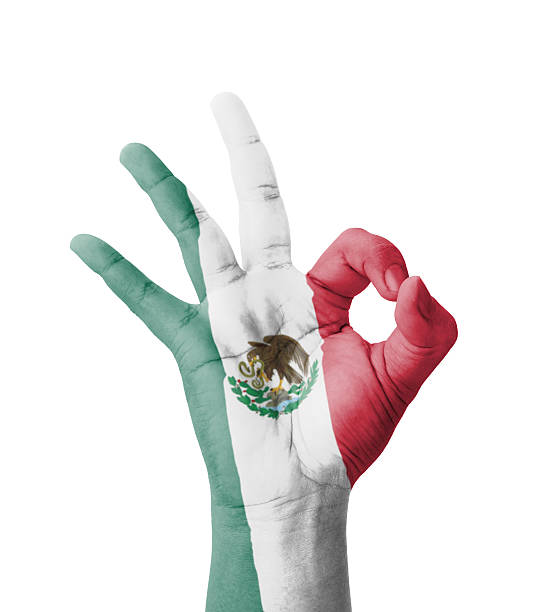 istock Hand making Ok sign, Mexico flag painted 187183079