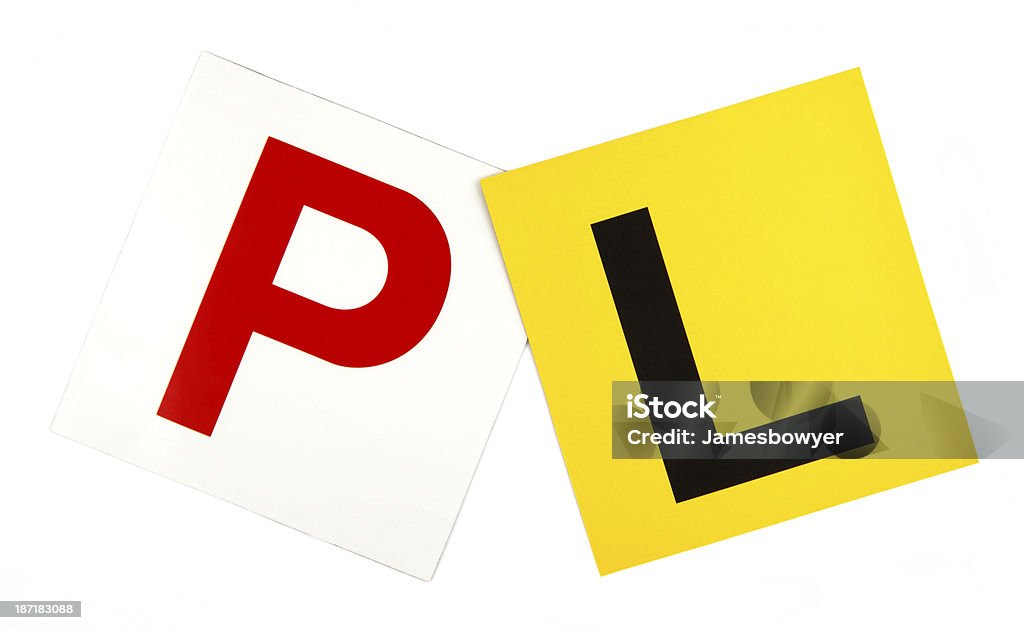 L&P Plates Learner & Probationary Plates on White Background L Plate Stock Photo