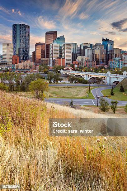 Edificios De Calgary Alberta Canadá Al Atardecer Foto de stock y más banco de imágenes de Calgary