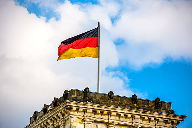 German national flag at Reichstag building, Berlin