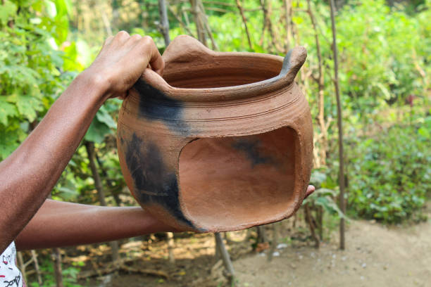 istock Holding a clay stove in hand close-up view 1871840468