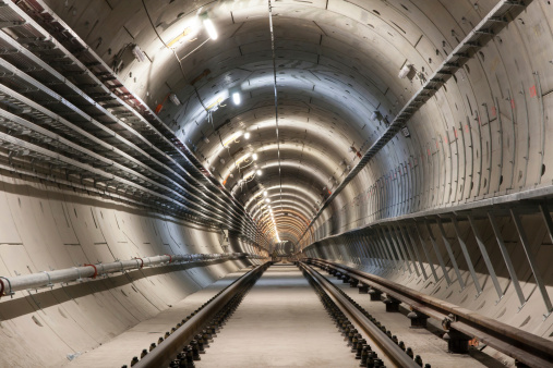 Uderground brand new railway tunnel.