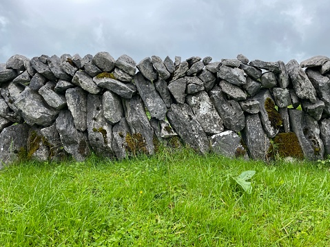 A stone wall in the beautiful Burren National Park in County Clare - Ireland