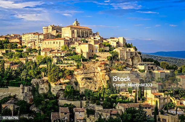 Gordes Medieval Village Sunset View France Europe Stock Photo - Download Image Now