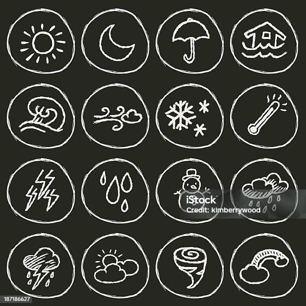 Weather Icon Stock Illustration - Download Image Now - Drawing - Activity, Chalkboard - Visual Aid, Winter