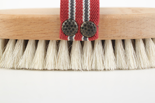 Wooden brush for dry massage with natural bristles