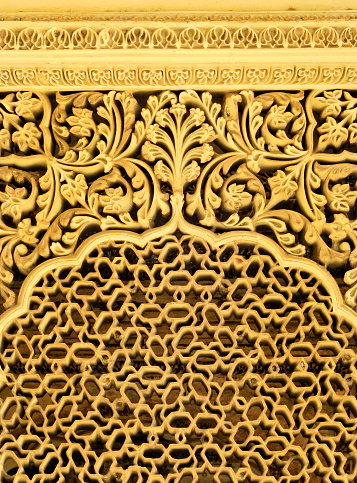 Close-up view of architechtural details lattice work of  200 years old tombs of Paigah Nobles In Nizam's state in hyderabad,India