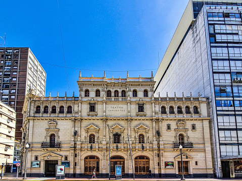 Buenos Aires, Argentina - Dec 17, 2023: The Teatro Nacional Cervantes, also known as Teatro Nacional de Buenos Aires in the City of Buenos Aires in Argentina. It is a National Historical Monument.