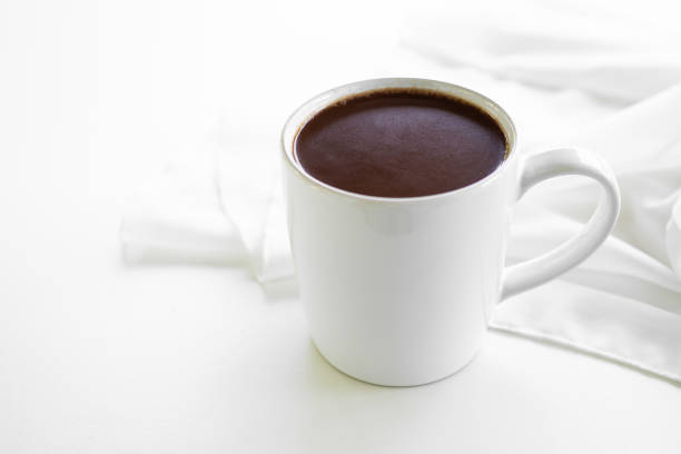 chocolate hot cocoa in cup cacao mug drink food for christmas winter season cream liquid milk liquid brown beverage sweet breakfast organic natural dark chocolate tasy. - brown table coffee table side table photos et images de collection