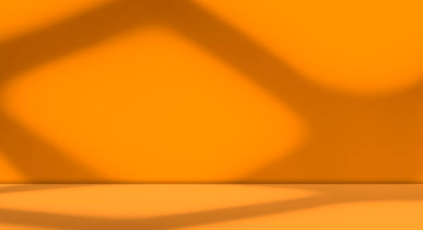 istock Orange Background Wall Podium Product 3d Summer Backdrop Light Shadow Texture Abstract Floor Modern Minimal Cosmetic Presentation Overaly Nature Branch Elegant Interior Surface Template Yellow Studio. 1871877441