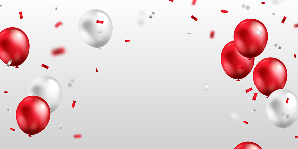 Celebrate Background With Beautiful Red Balloons Vector Illustration