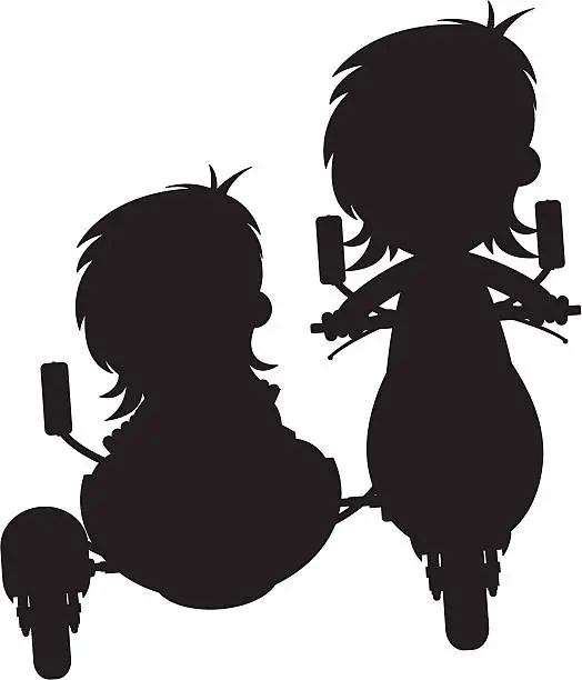 Vector illustration of Scooter & Sidecar in Silhouette