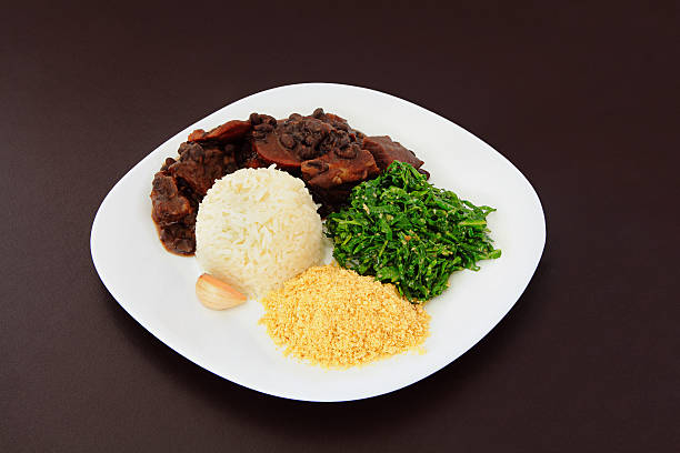 Brazilian Feijoada on a plate stock photo