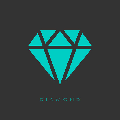 Diamond vector icon over black background