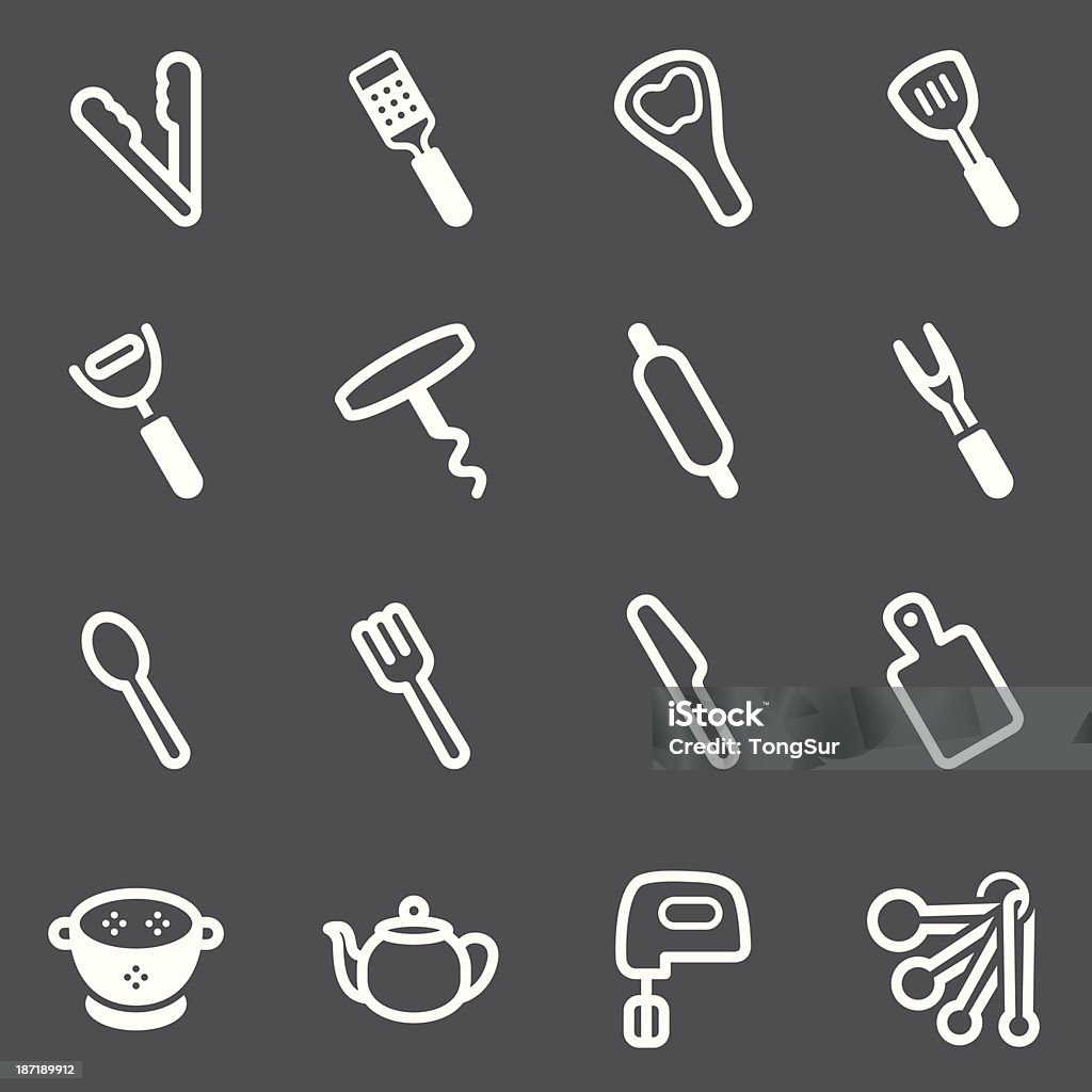 Przybory kuchenne/zestaw ikon-biały serii - Grafika wektorowa royalty-free (Ikona)
