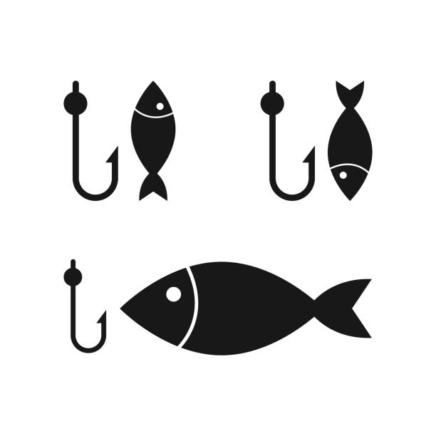 Fishing icon isolated vector illustration. Fishing icon isolated vector illustration on white background. fishing stock illustrations