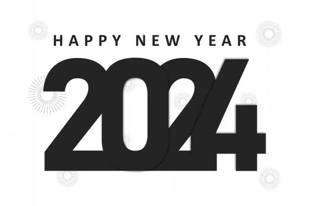 Vector illustration of 2024 New Year's Day Celebration Black color Background Illustration