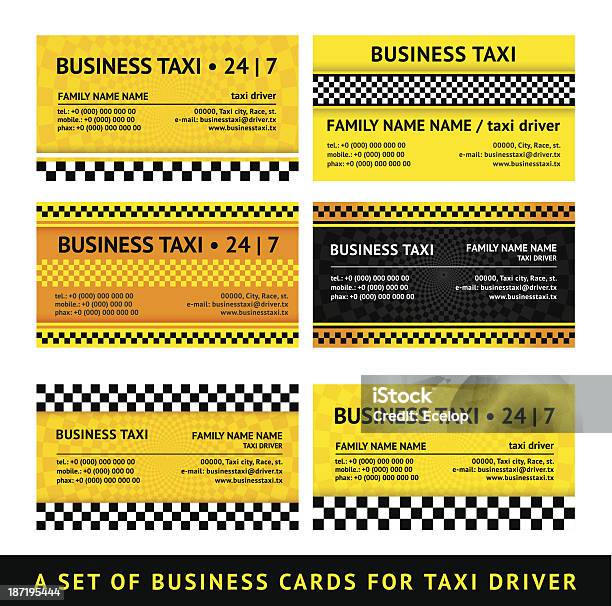 Визитная Карточка Таксидевятая Set — стоковая векторная графика и другие изображения на тему Автомобиль - Автомобиль, Бизнес, Векторная графика