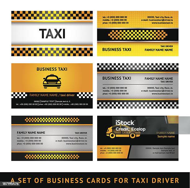 Визитная Карточка Таксичетвертый Набор — стоковая векторная графика и другие изображения на тему Автомобиль - Автомобиль, Бизнес, Векторная графика