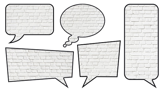 brick wall speech bubble set isolated mockup design element
