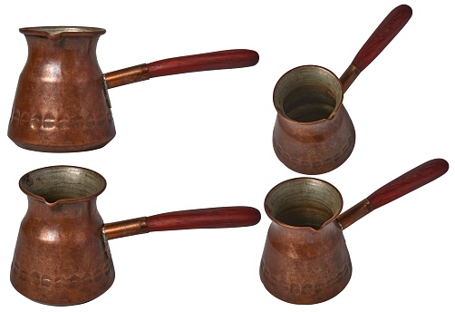 copper coffee turk set isolated